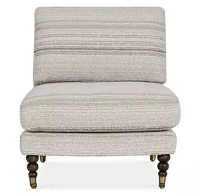 Prescott Beige and Brown Upholstered Slipper Chair