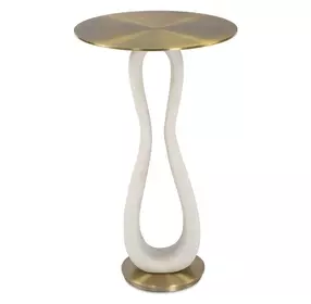 Arlington Brass and White Round Accent Table