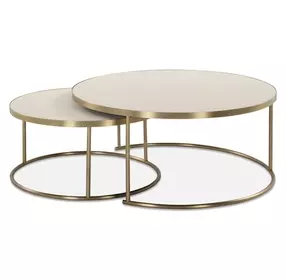 Aragon Brass and White Round Nesting Coffee Table Set of 2