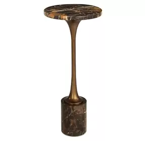 Prescott Black and Bronze Round Marble Top Drink Table