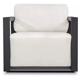 Carlisle Oyster White and Java Black Upholstered Outdoor Lounge Chair