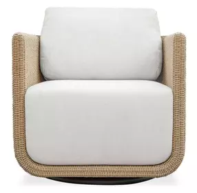 Riverton Oyster White Upholstered Outdoor Swivel Lounge Chair