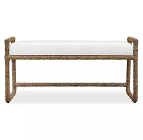 Alden Snow White Performance Fabric Upholstered Bed Bench