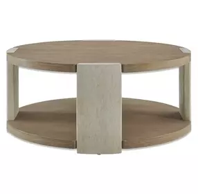 Alden Off White and Brown Round Coffee Table