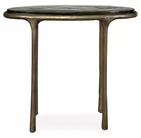 Riverton Antique Brass Oval Glass Top Accent Table