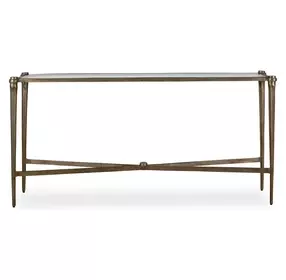 Fairmont Antique Brass Rectangular Glass Top Console Table