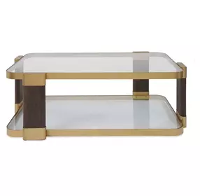 Grafton Gold and Brown Rectangular Glass Top Coffee Table