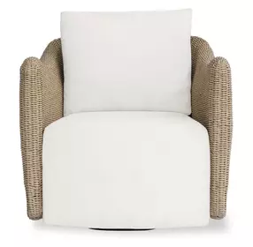 Kingsley Oyster White Upholstered Outdoor Swivel Lounge Chair