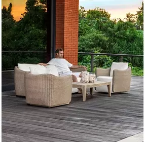 Kingsley Oyster White Outdoor Living Room Set