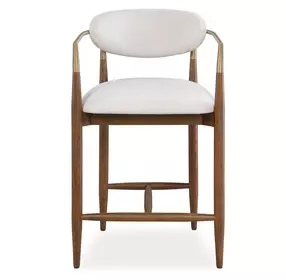 Moxie Off White and Walnut Upholstered Counter Height Stool