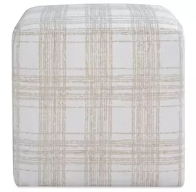 Fairmont Porcelain Plaid Upholstered Square Ottoman