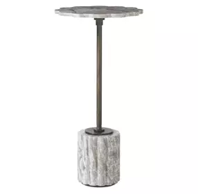 Alden Dark Bronze and Brown Round Marble Top Drink Table