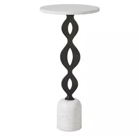 Arlington Dark Bronze and White Round Marble Top Drink Table