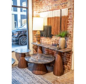 Caldera Dark Oak and Lava Marble Top Occasional Table Set