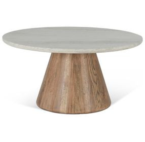 Caldera Light Oak and White Travertine Top Cocktail Table