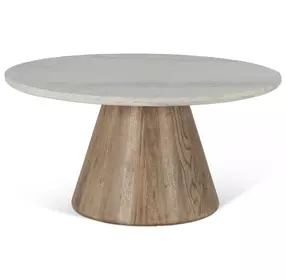 Caldera Light Oak and White Travertine Top Cocktail Table