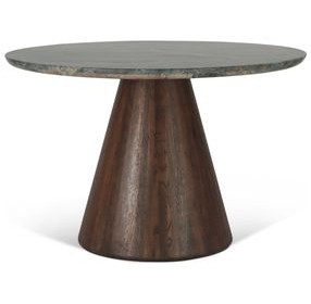 Caldera Dark Oak and Lava Marble Top 48" Round Dining Table