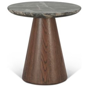 Caldera Dark Oak and Lava Marble Top Round Side Table
