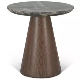 Caldera Dark Oak and Lava Marble Top Round Side Table