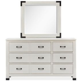 Harper Springs Silo White and Black 6 Drawer Dresser with Rectangular Mirror
