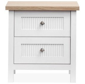 Windmill Harbour White Whisp and Sand 2 Drawer Nightstand with USB Charging