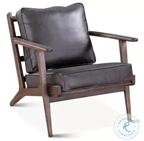 Robert Sleek Black Robert Leather Arm Chair