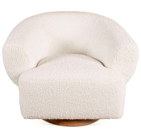 Florence Cream Boucle Fabric Swivel Accent Chair