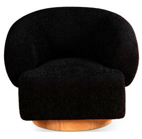 Florence Black Boucle Fabric Swivel Accent Chair