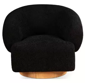 Florence Black Boucle Fabric Swivel Accent Chair