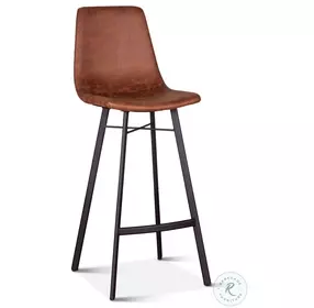 Hudson Trapper Brown Microfiber Retro Mid Century Bar Stool Set Of 2