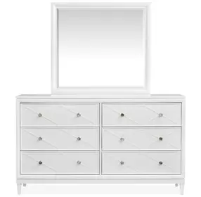 Springhouse Whisper White 6 Drawer Dresser with Rectangular Mirror