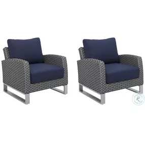 Fiji Blue Performance Fabric Outdoor Club Chair Set Of 2