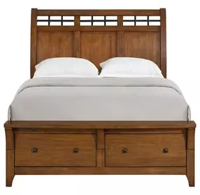 Joseph Chestnut Queen Sleigh Storage Bed