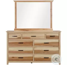 Gallagher Natural Hickory 9 Drawer Dresser with Mirror