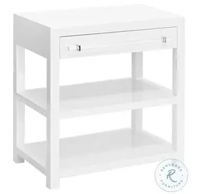 Garbo Glossy White 1 Drawer Side Table