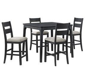 Mendoza Black and Gray Upholstered 5 Piece Counter Height Dining Set