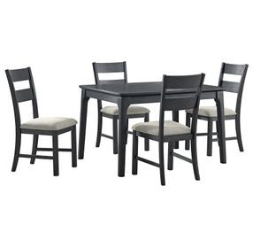 Mendoza Black and Gray Upholstered 5 Piece Dining Set