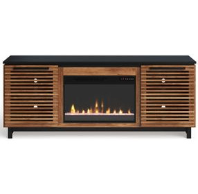 Graceland Bourbon and Black 69" TV Stand with Fireplace