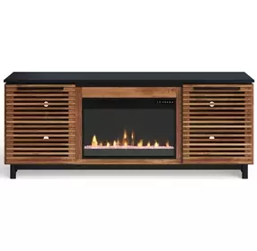 Graceland Bourbon and Black 69" TV Stand with Fireplace