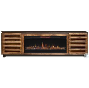 Graceland Black with Bourbon 86" TV Stand With Fireplace
