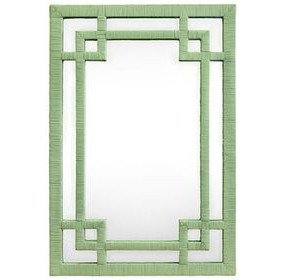 Geneva Greek Key Sage Green Rectangular Wall Mirror