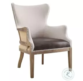 George Two Tone Alabaster Linen Wingback Accent Chair