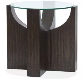 Beckham Rustic Tavern Round Glass Top Accent Table
