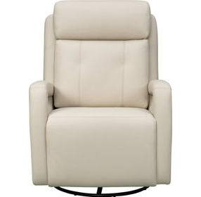 Gilbert Troy Cream Leather Swivel Glider Triple Power Recliner with Power Lumbar and USB Charging