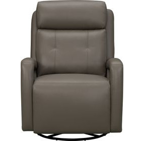 Gilbert Lynn Smokey Gray Leather Swivel Glider Triple Power Recliner with Power Lumbar and USB Charging