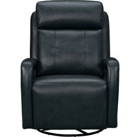 Gilbert Traci Midnight Blue Leather Swivel Glider Triple Power Recliner with Power Lumbar and USB Charging