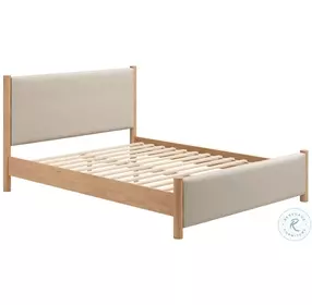 Hadi Beige And Natural Queen Upholstered Panel Bed