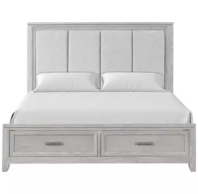 Fiona Mist Gray California King Upholstered Storage Panel Bed