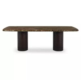 Daphne Dark Emperador 96" Rectangular Marble Top Dining Table