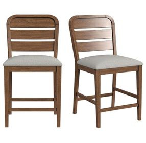 Thorin Light Gray Upholstered Ladder Back Counter Height Chair Set of 2